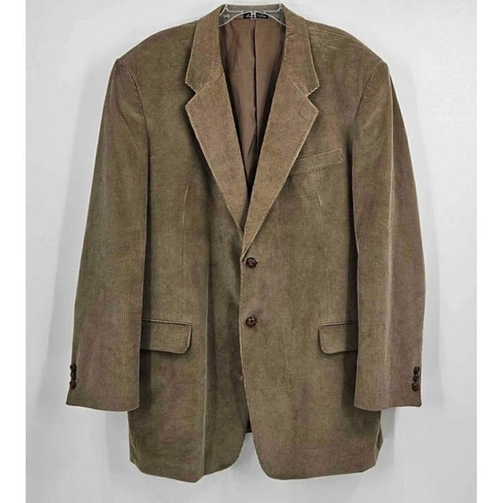 Monsieur Adolfo Khaki Brown Corduroy Sport Coat Suit Jacket Blazer Sz 46L